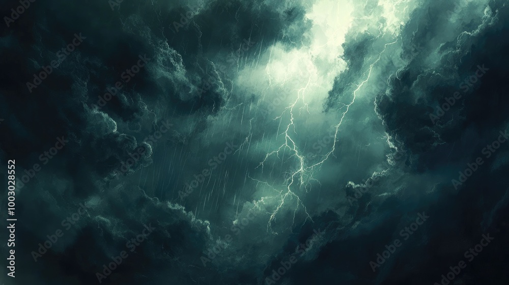 Stormy Clouds with Lightning and Rain Stormy Clouds with Lightning and Rain