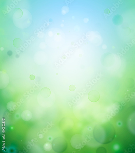 Bokeh blur circles green blue background