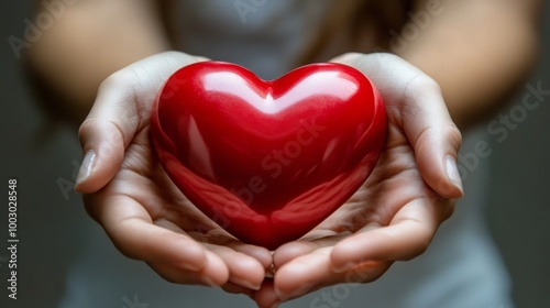 Health and charity concept: woman's hands hold a heart.