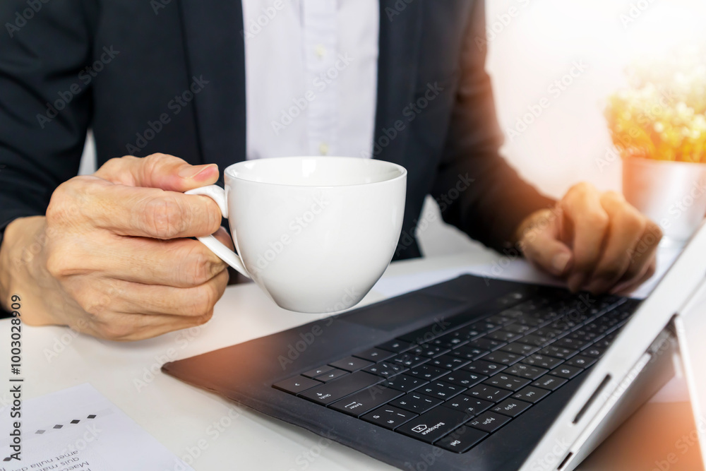 manager in office grabbing morning coffee, starting work in the morning and new ideas for work manager in office grabbing morning coffee, starting work in the morning and new ideas for work