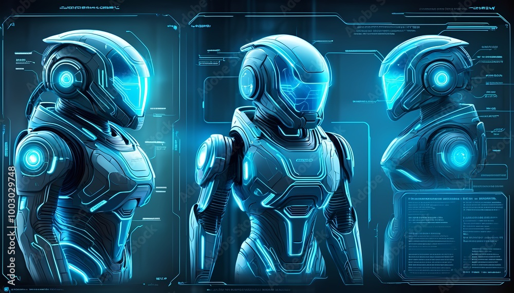 Futuristic Blueprint Design with Glowing Lines and Detailed Schematics Futuristic Blueprint Design with Glowing Lines and Detailed Schematics