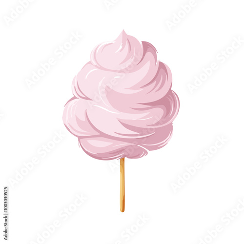 Realistic Pink Cotton Candy Vector Art