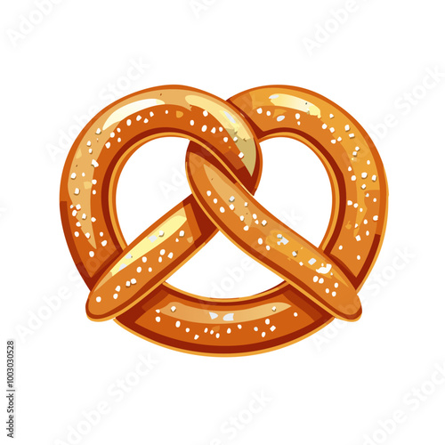 Golden Baked Pretzel Vector Illustration