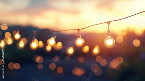 Abstract cream background with blurry festival lights and outdoor celebration bokeh