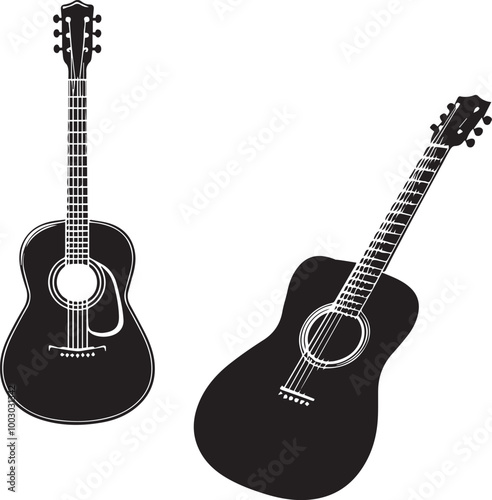 silhouette of clean vector of guitar  isolated on white background 