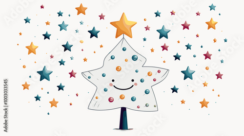 Smiling Christmas tree character with star topper