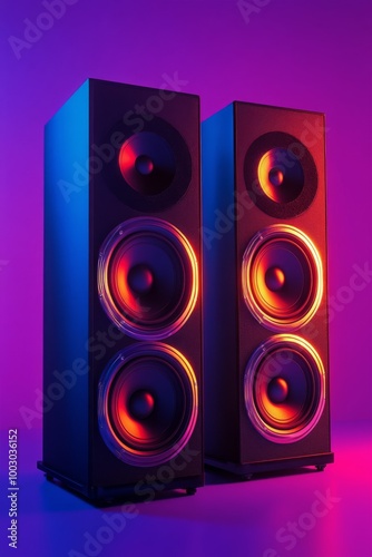 Vibrant illuminated speakers enhancing the atmosphere in a modern setting at ...