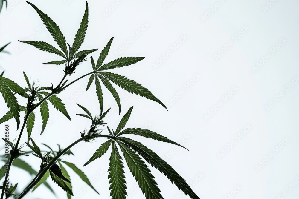Close-Up of Cannabis Plant with Visible Buds - Perfect for Botanical Studies, Medical Articles, and Nature Prints Close-Up of Cannabis Plant with Visible Buds - Perfect for Botanical Studies, Medical Articles, and Nature Prints