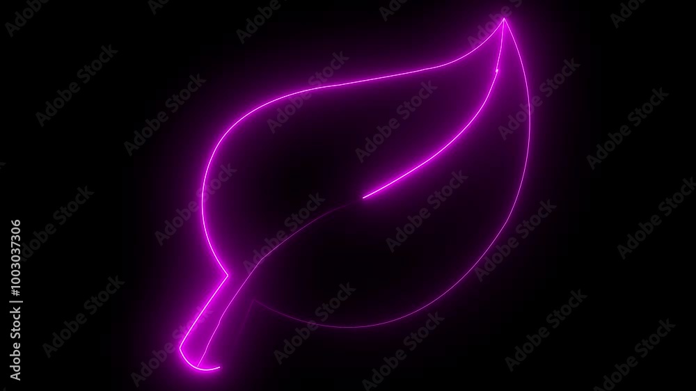 Leaves neon glow purple color animation on background. Leaves neon glow purple color animation on background.