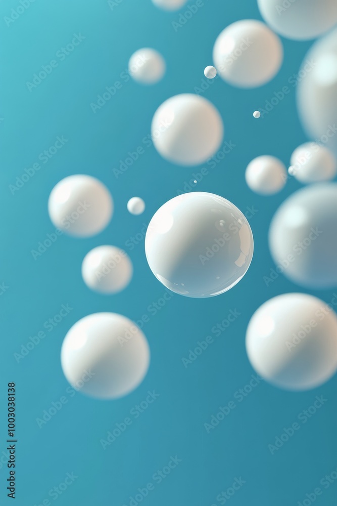 Bubbles floating in the air against a bright blue background, creating a playful atmosphere Bubbles floating in the air against a bright blue background, creating a playful atmosphere