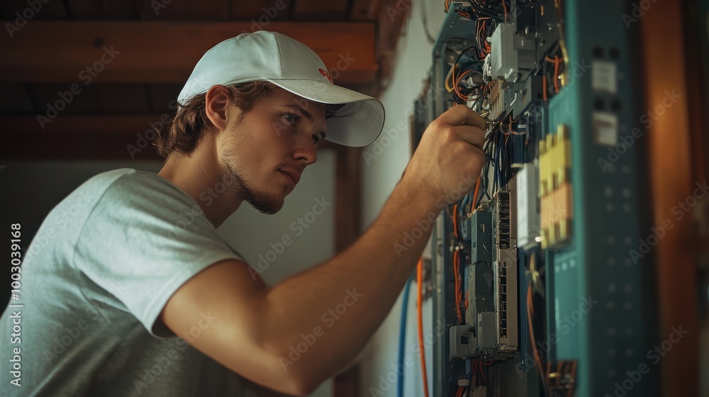 electrician repairing home electrical system renovation and maintenance work focused professional photo electrician repairing home electrical system renovation and maintenance work focused professional photo