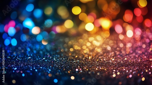 Colorful confetti falling against a vibrant gradient background during a fest...