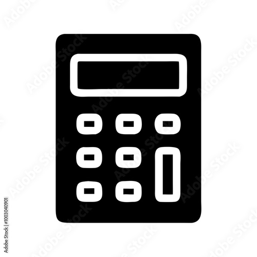 Calculator icon in black silhouette on white background