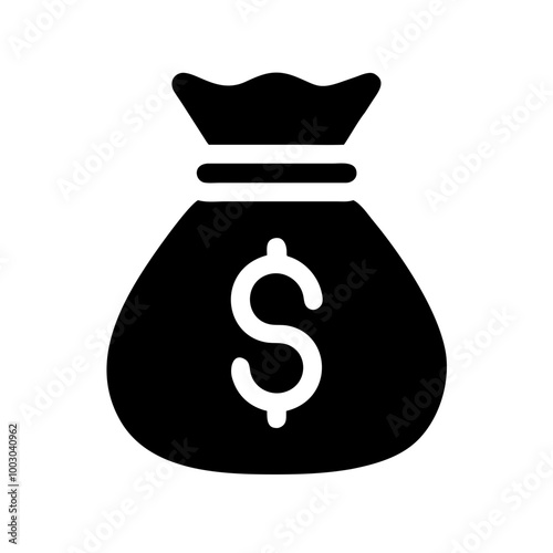 Money bag icon in black silhouette with dollar symbol