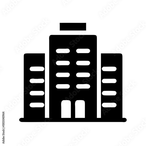 Office building icon in black silhouette on white background