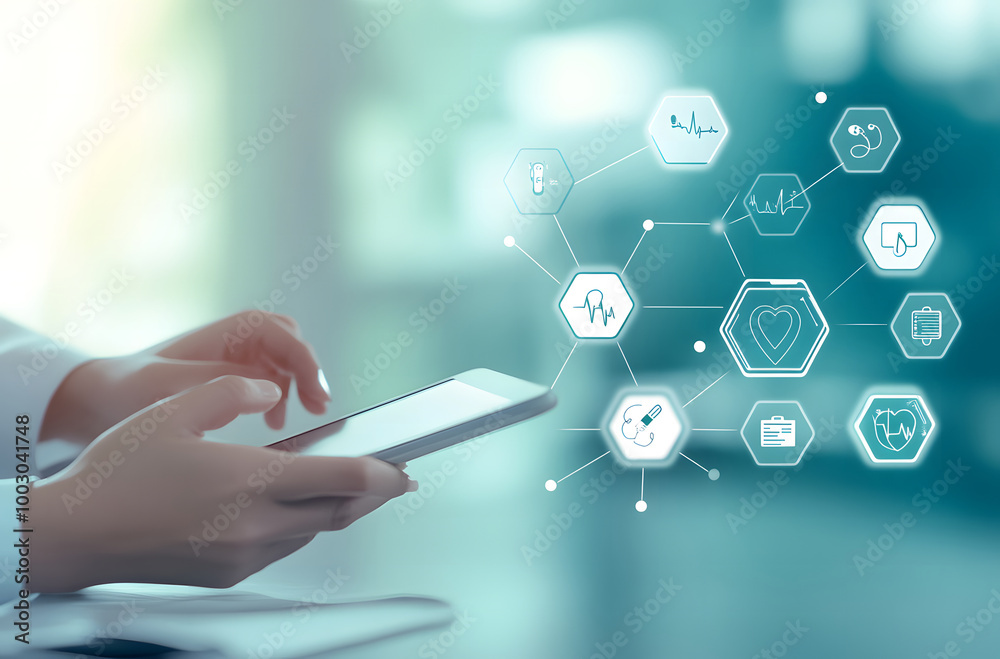 Doctors Using Digital Tablets with Virtual Medical Icons for Healthcare Technology Doctors Using Digital Tablets with Virtual Medical Icons for Healthcare Technology
