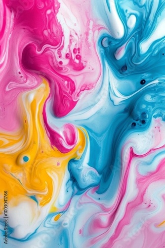 Wallpaper Mural Vibrant abstract painting featuring swirling blue, pink, and yellow colors on a bright background Torontodigital.ca