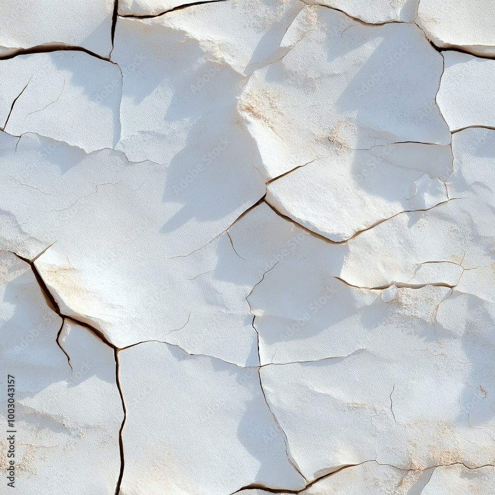 Fototapeta premium White, cracked surface with natural shadows.
