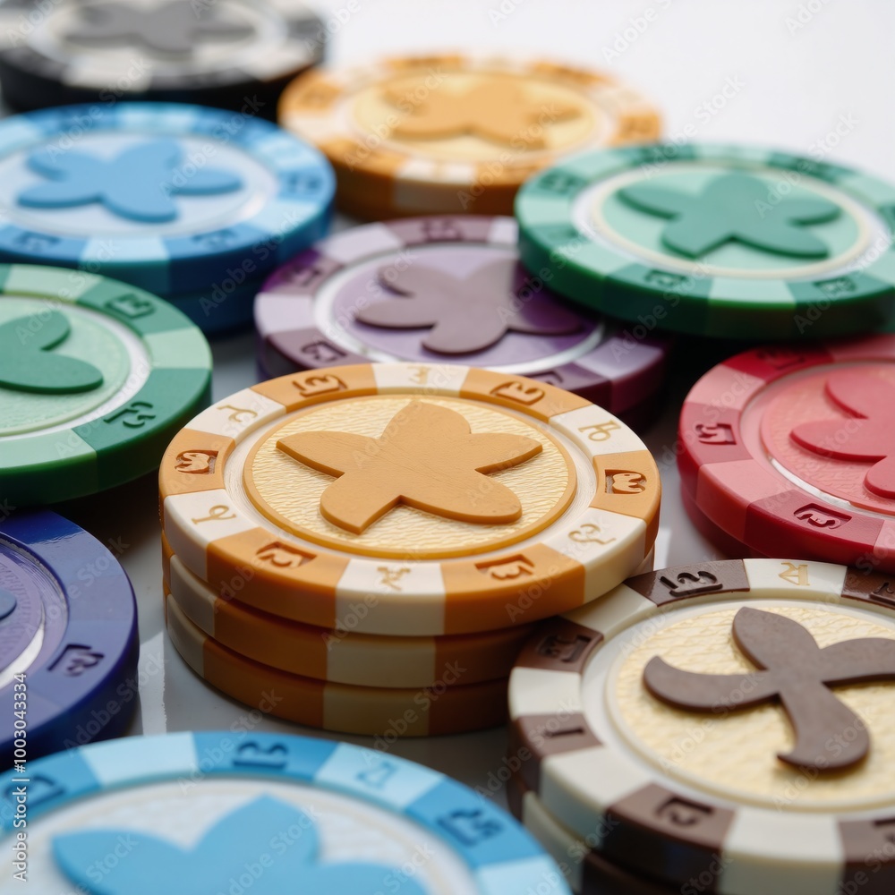 A collection of glossy three-dimensional gambling-themed casino chip icons featuring flying tokens and cards spades diamonds for online gaming user interface design A collection of glossy three-dimensional gambling-themed casino chip icons featuring flying tokens and cards spades diamonds for online gaming user interface design