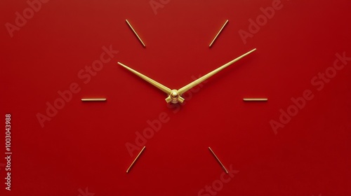 Elegant minimalistic wall clock design on a red background showcasing time an...