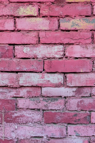 Pink brick wall texture showcasing a vibrant and artistic urban background in...