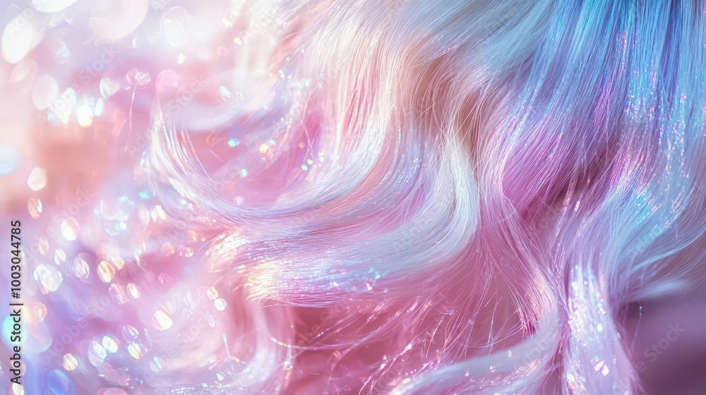 shimmering iridescent hair extensions cascading in waves ethereal lighting and soft focus shimmering iridescent hair extensions cascading in waves ethereal lighting and soft focus