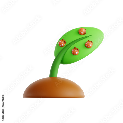 Leaf with Beneficial Insects and Ladybugs