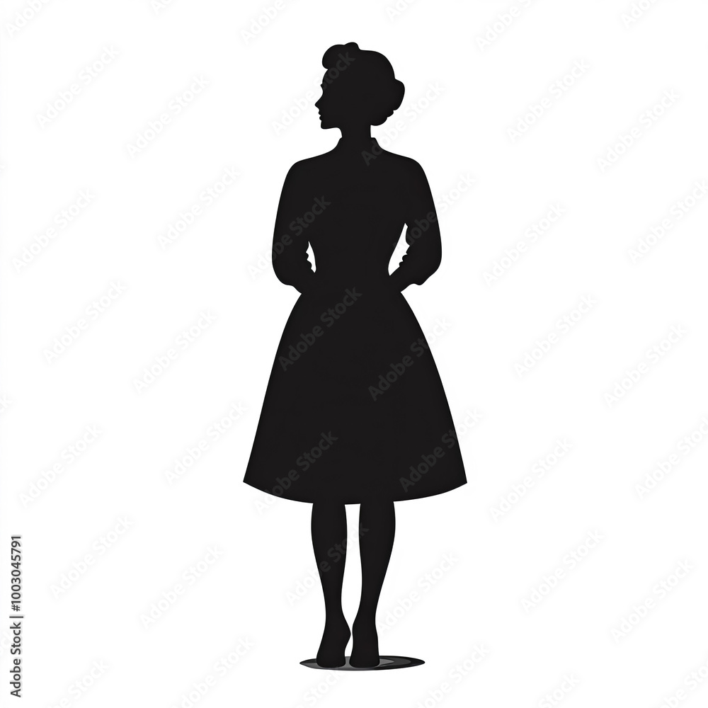 50's Woman Silhouette, Illustration Isolated On White Background 50's Woman Silhouette, Illustration Isolated On White Background