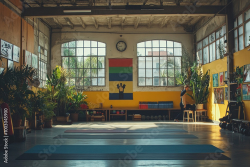 A corporate gym with employ...