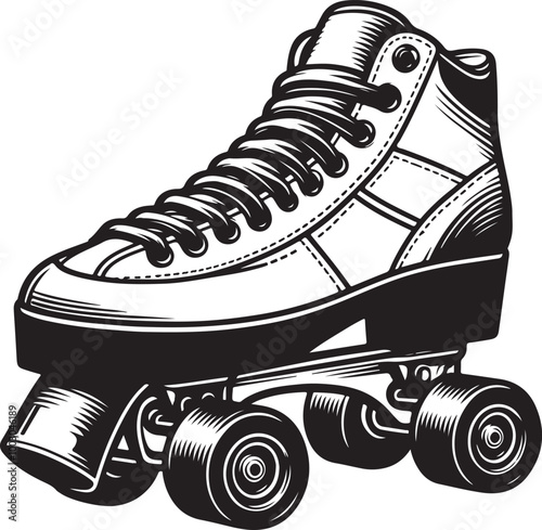roller skate shoe silhouette icon design vector art illustration