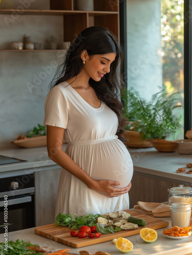 A pregnant woman preparing ...