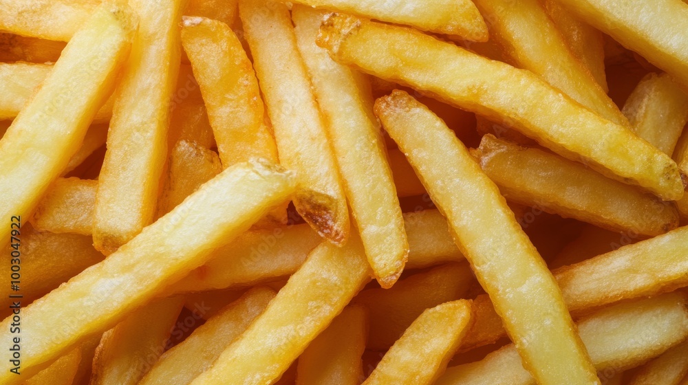 Freshly cooked golden French fries arranged in a delightful pattern on a serving platter Freshly cooked golden French fries arranged in a delightful pattern on a serving platter