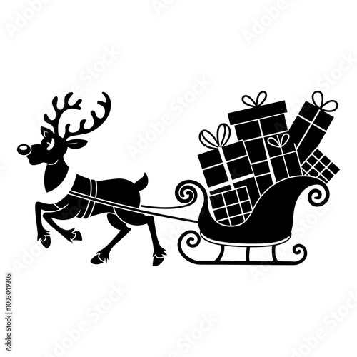 Reindeer Pulling Sleigh