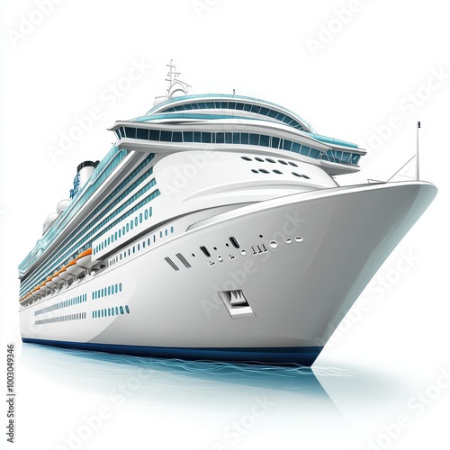 Wallpaper Mural A modern cruise ship gliding through calm waters, symbolizing luxury travel and adventure on the open sea, white background Torontodigital.ca
