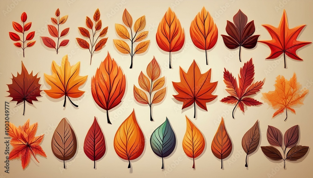 A collection of autumn leaves from the fall season A collection of autumn leaves from the fall season