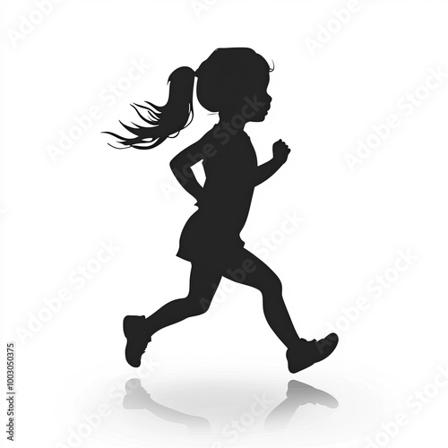 Little Girl Running Silhoue...
