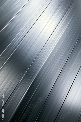 Shiny metal surface with elegant grooves reflecting light in modern industria...