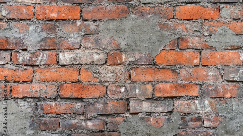 Rustic texture of a weathered brick wall showing age and history in an urban setting Rustic texture of a weathered brick wall showing age and history in an urban setting