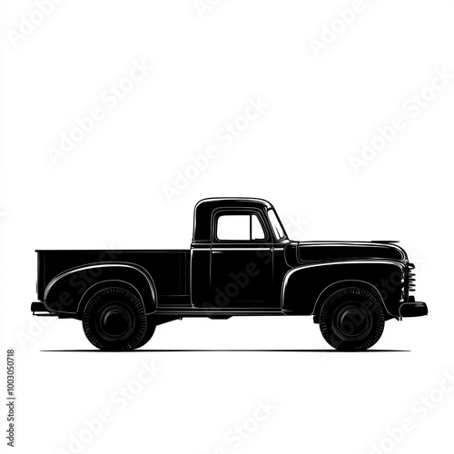 Old Truck Silhouette, Illus...