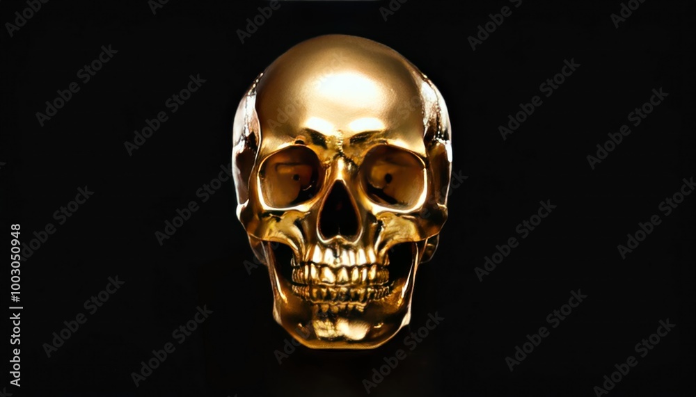 Golden Human Skull Isolated on Black Background Elegant and Striking Golden Human Skull Isolated on Black Background Elegant and Striking
