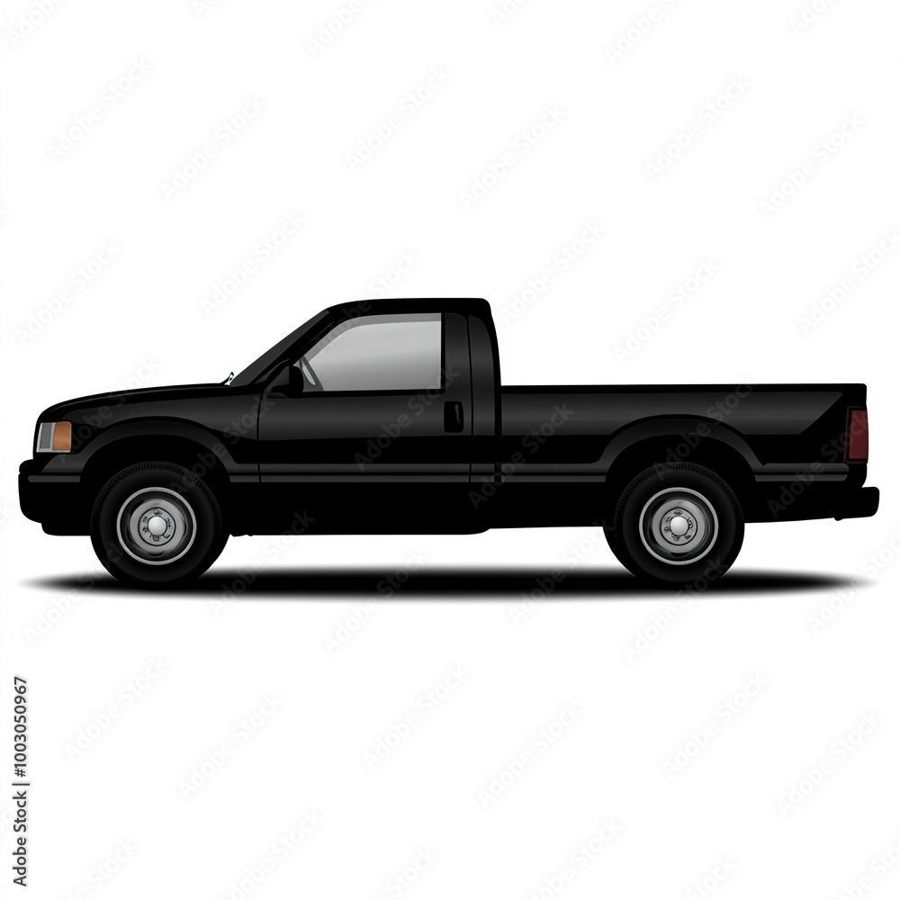 Fototapeta premium Pickup Truck Silhouette, Illustration Isolated On White Background