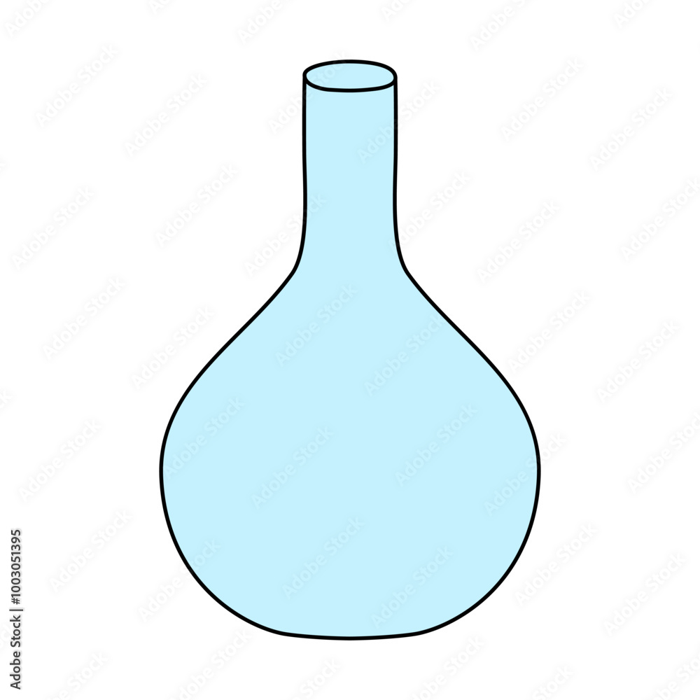 Round bottomed chemical flask, back to school concept, doodle style vector Round bottomed chemical flask, back to school concept, doodle style vector