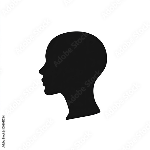 Silhouette Of Headshot, Illustration Isolated On White Background