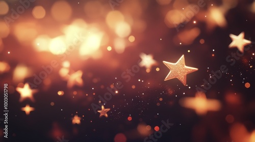 Vibrant particles scattered beautifully in a cosmic setting filled with warm ...