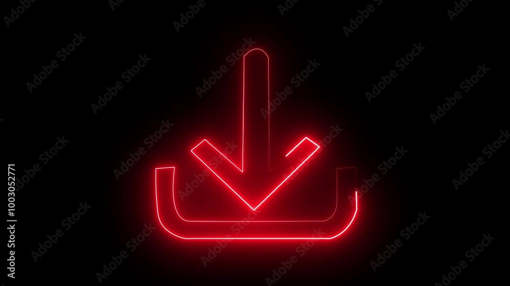 Neon arrow glowing. Directional sign arrow points to the down. Vector sign logo with glowing colors. Neon arrow glowing. Directional sign arrow points to the down. Vector sign logo with glowing colors.