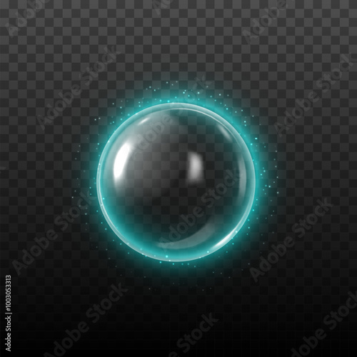 Glowing glass ball 3d vector illustration