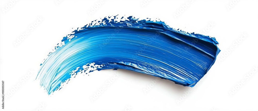 Blue oil paint thick brush stroke isolated on white background Blue oil paint thick brush stroke isolated on white background