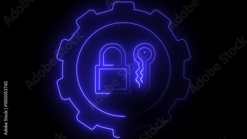 SECURITY and kep neon line  icon of for modern concepts, web and apps on white background. Motion graphic. photo