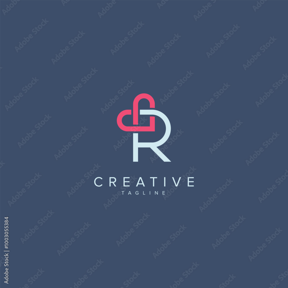 Abstract Heart Logo Design. Initial R Letter Concept. Abstract Heart Logo Design. Initial R Letter Concept.