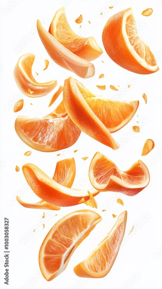 Floating Slices of Juicy Orange Citrus Generative AI Floating Slices of Juicy Orange Citrus Generative AI